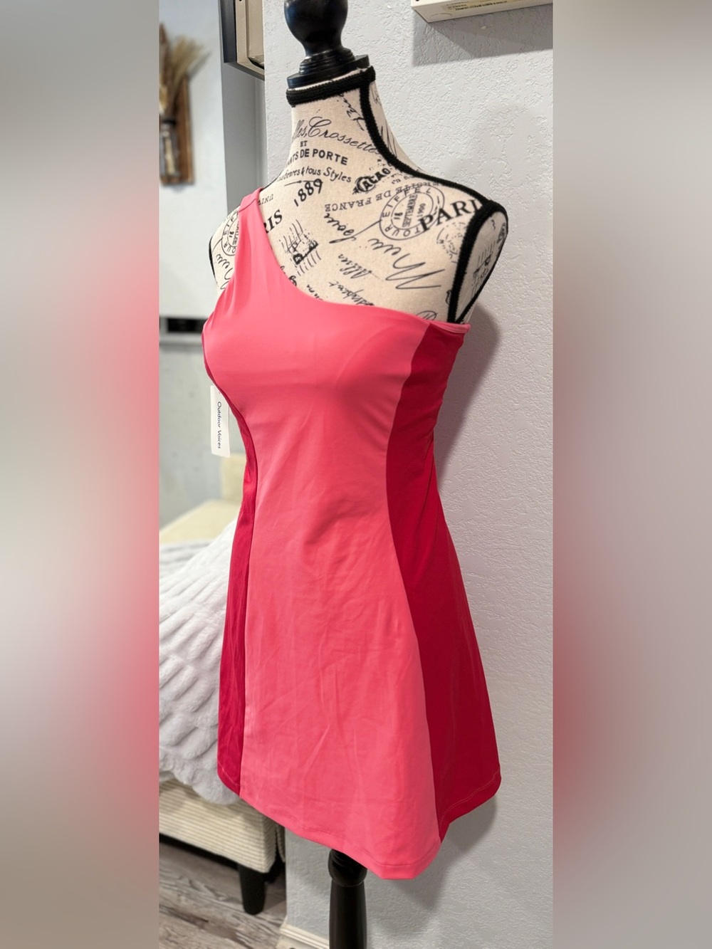 NWT Outdoor Voices One Shoulder Exercise Dress Pink Small Built-In Shelf Bra - Picture 5 of 11